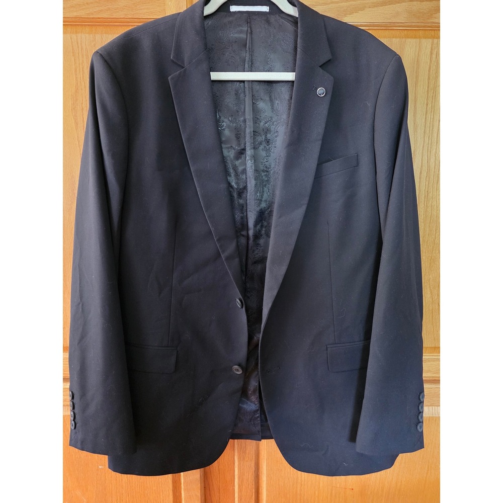 Johnny Bigg Mens Black Two Button Blazer Suit Jacket Paisley Lining 42 J201SJ202